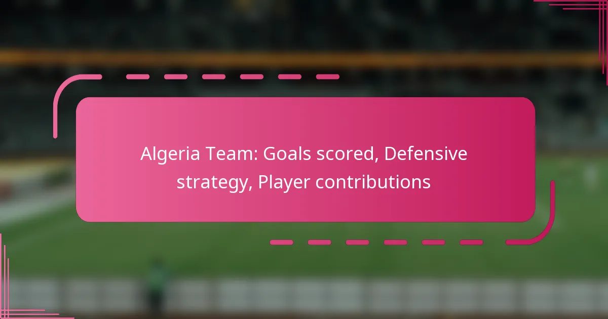 Algeria Team: Goals scored, Defensive strategy, Player contributions