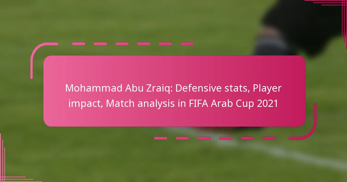 Mohammad Abu Zraiq: Defensive stats, Player impact, Match analysis in FIFA Arab Cup 2021