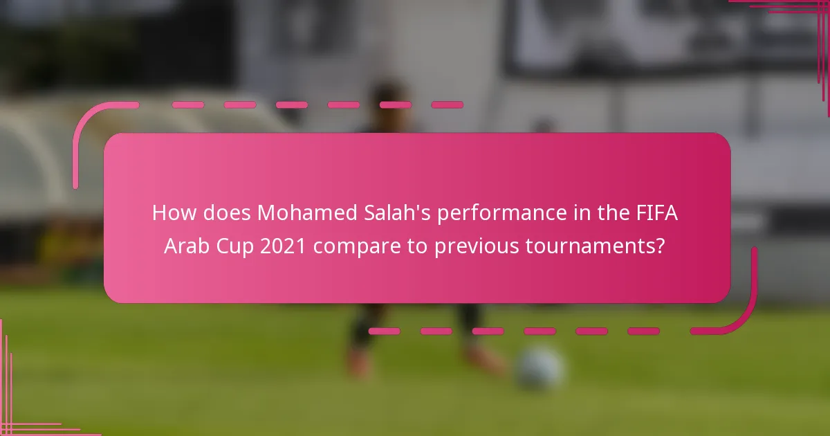How does Mohamed Salah's performance in the FIFA Arab Cup 2021 compare to previous tournaments?