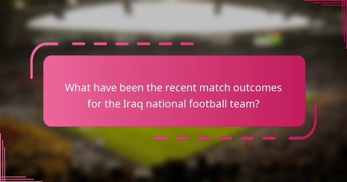 What have been the recent match outcomes for the Iraq national football team?