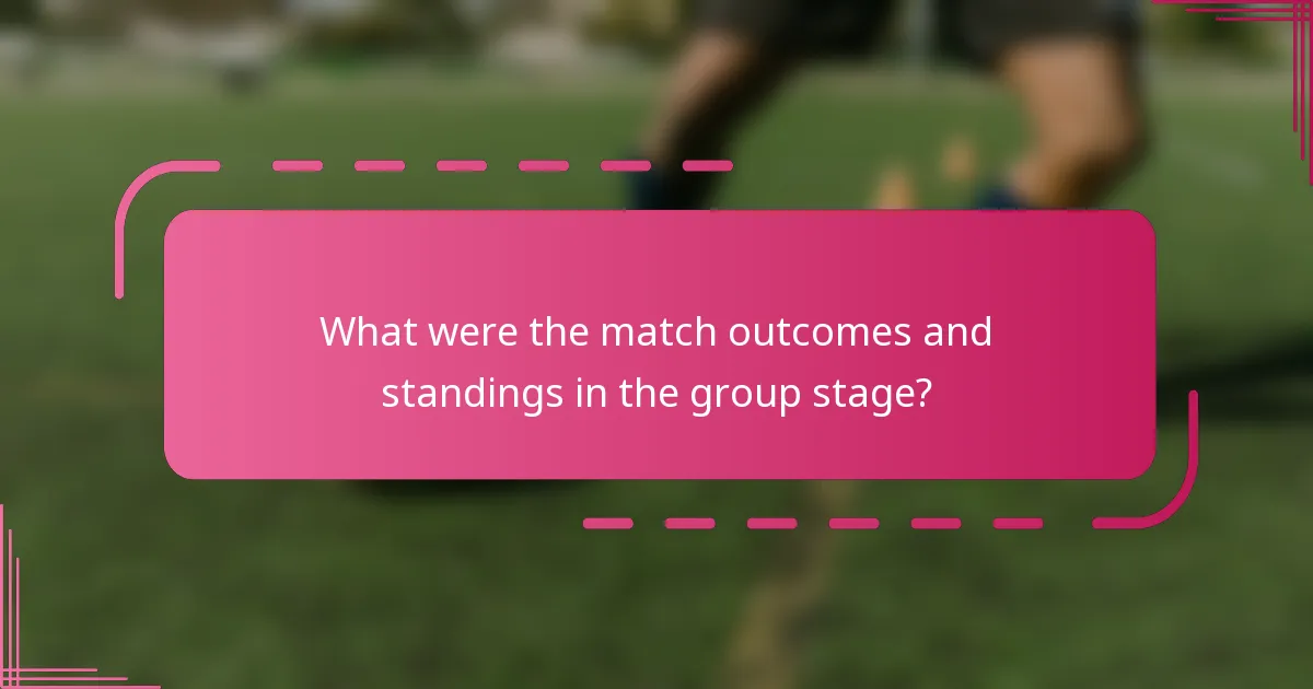 What were the match outcomes and standings in the group stage?